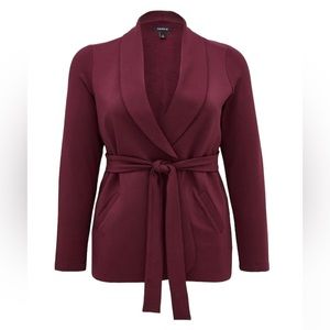 TORRID Knit Tie Waist Blazer Burgundy Sz 4/4X